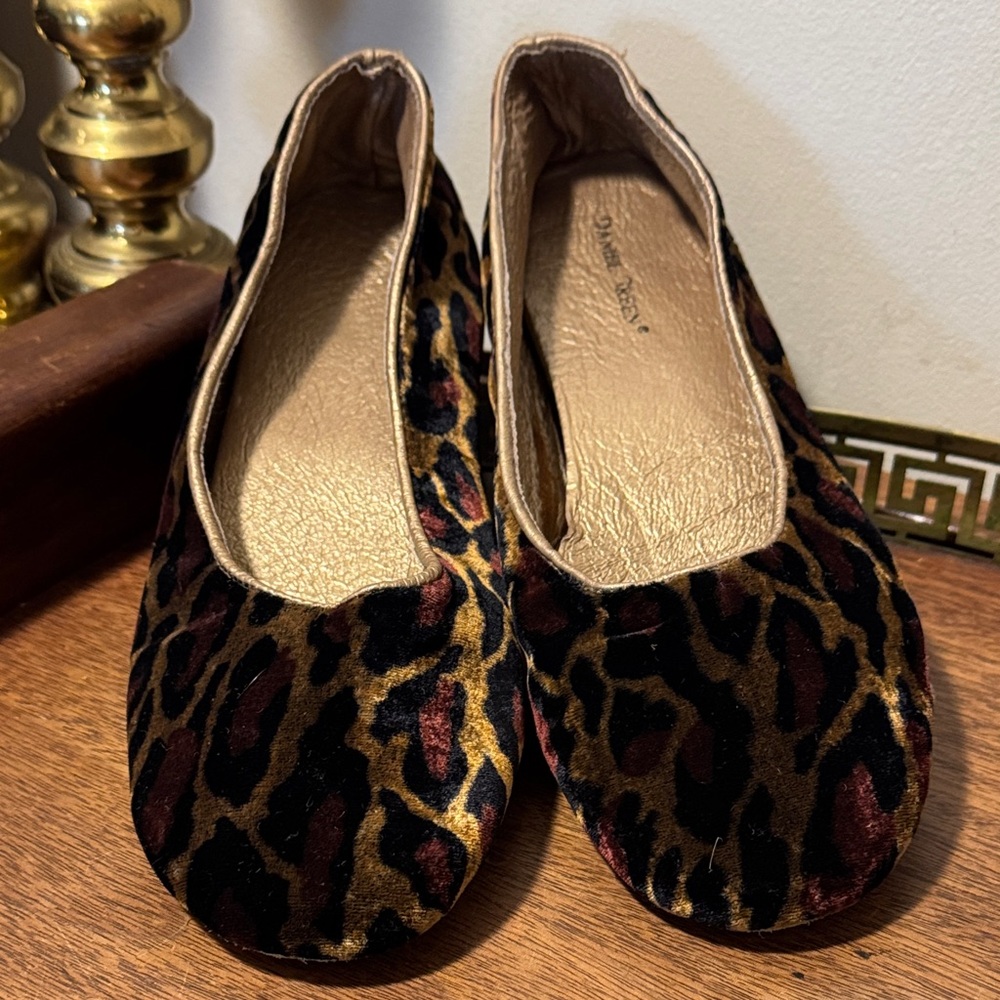 Velvet Animal Print Slippers Ballet Flats